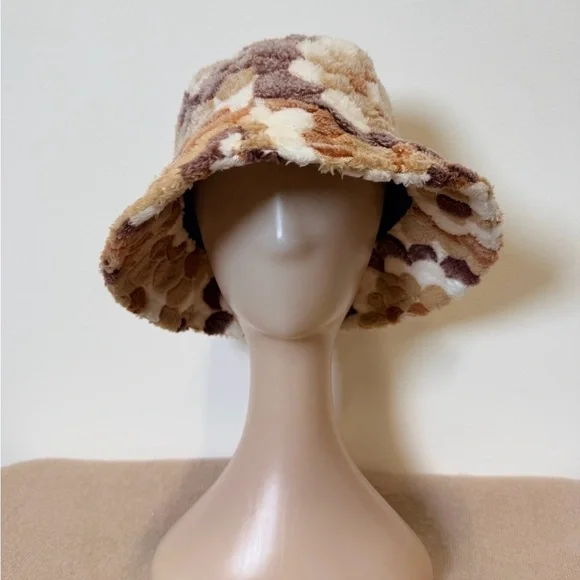 Brown and Cream Patterned Women's Bucket Hat - Picture 2 of 3